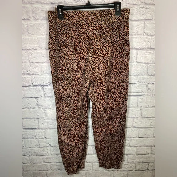 Anthropologie Brown Leopard Print Joggers - Picture 3 of 9